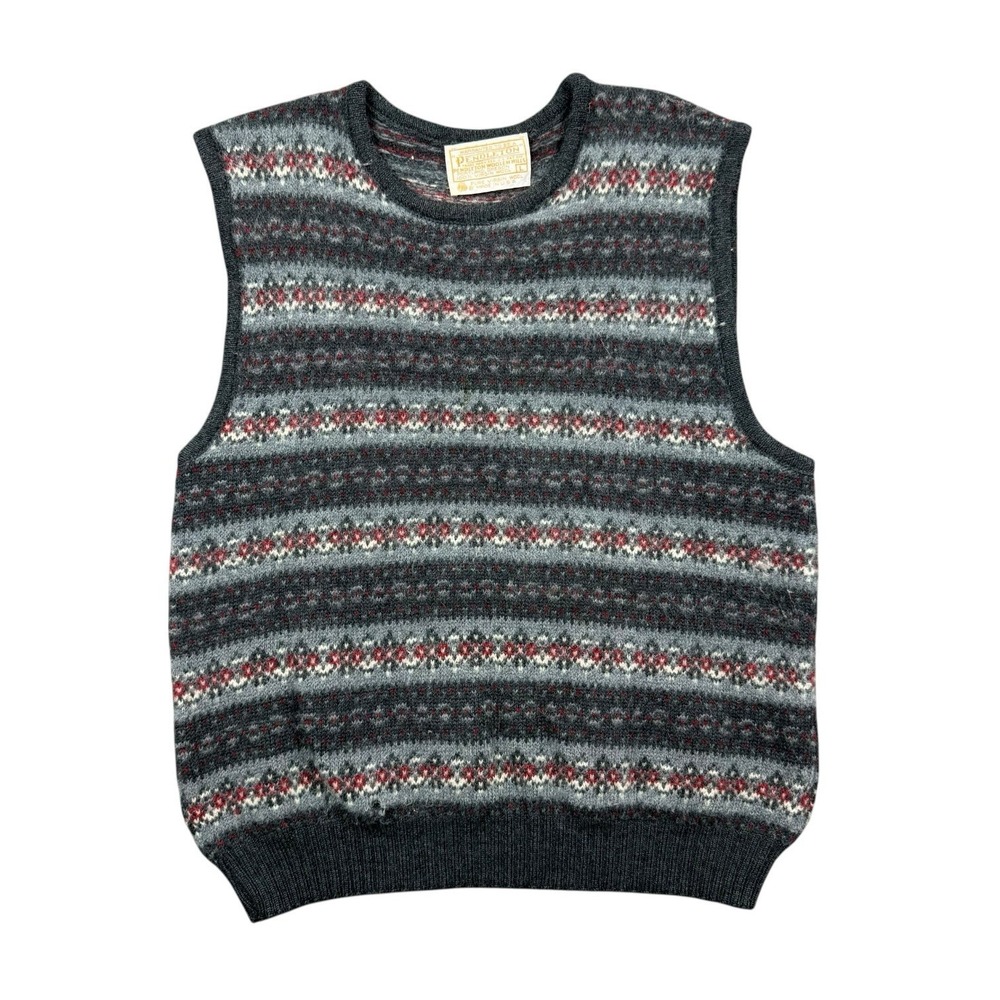 Vintage 60s Pendleton Wool Sweater Vest Women Large‎ Fair Isle Granola USA Made
